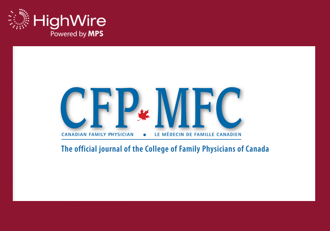 College of Family Physicians of Canada Selects HighWire to Host Journals for Another 3 Years